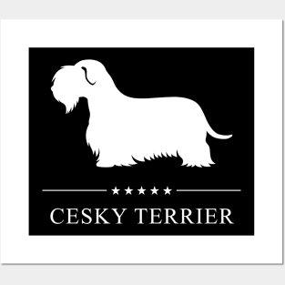 Cesky Terrier Dog White Silhouette Posters and Art